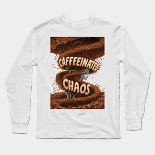 Caffeinated Chaos: A Surreal Coffee Bean Storm Long Sleeve T-Shirt